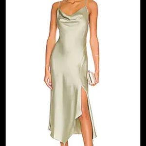 JONATHAN SIMKHAI Nellie Satin Bias Cut Cowl Slip Dress in “Marsh” Sz 6 NWT! 👌🏼